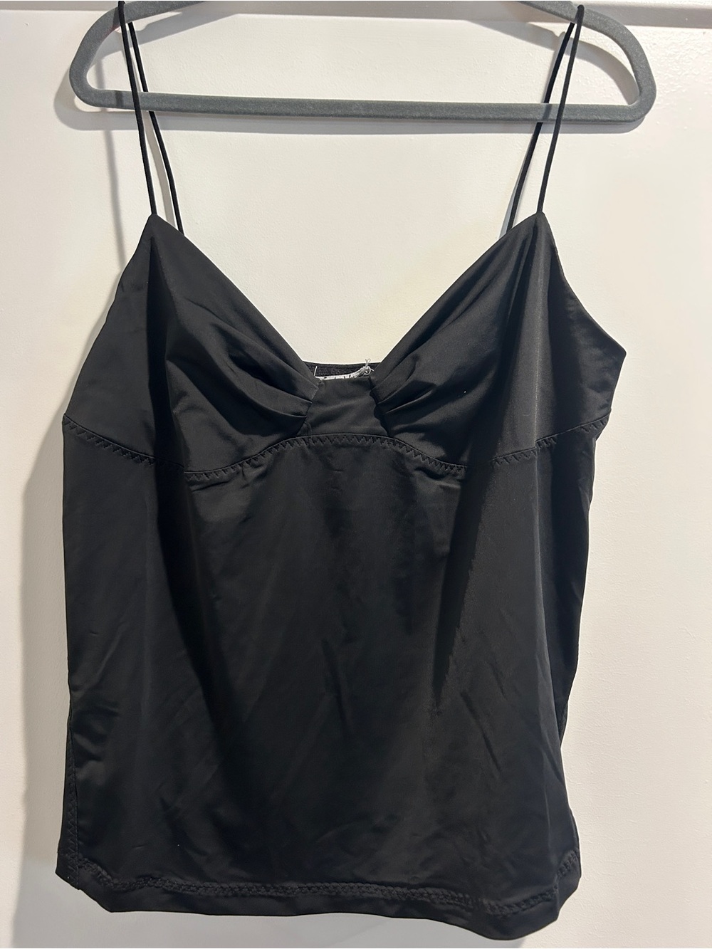 Free People Black Satin Spaghetti-Strap Tank